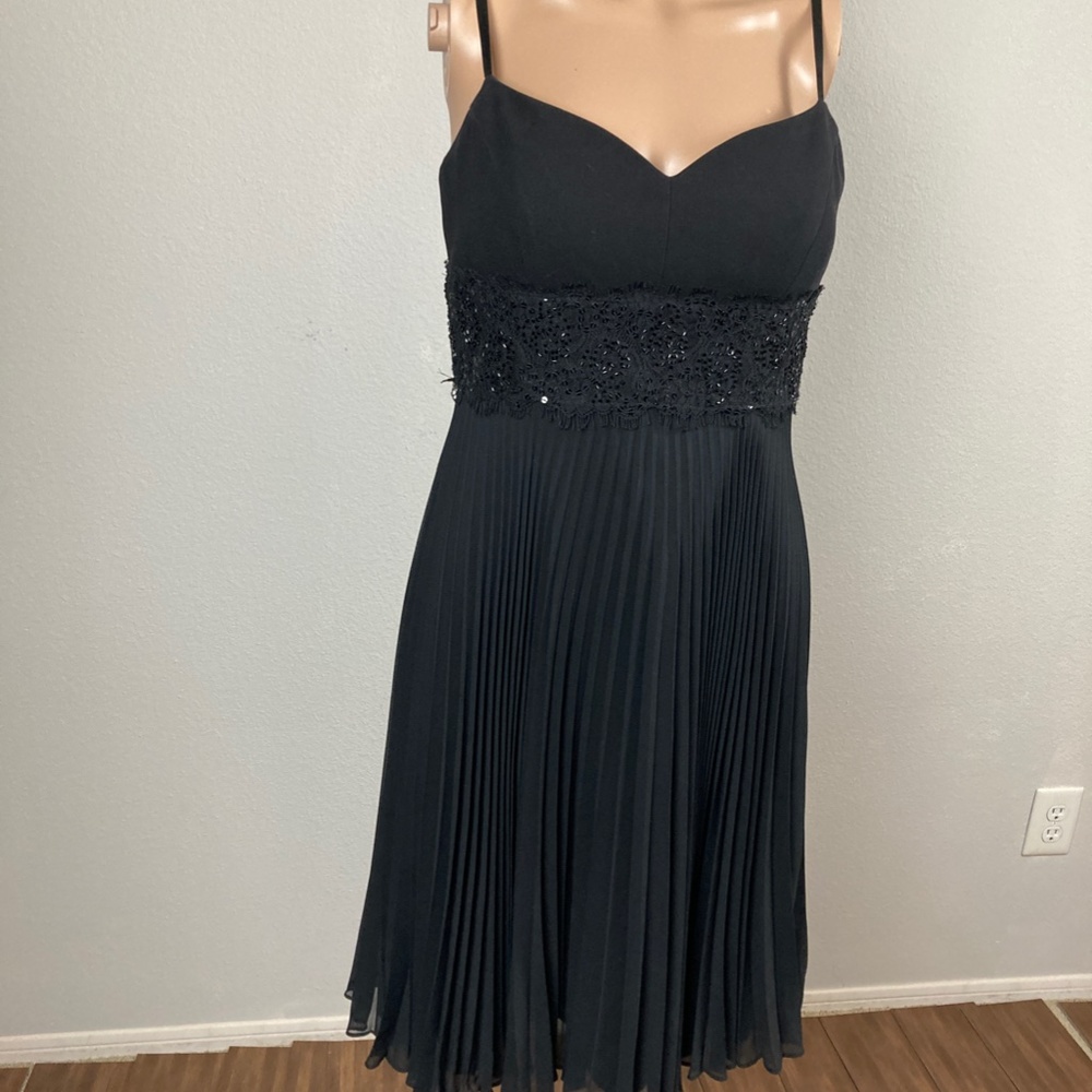 Ann Taylor Black Sequin Chiffon Cocktail Dress 0